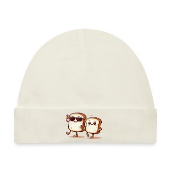 Cooles Gluten Brot Duo Cartoon Design - Baby Premium Organic Mütze - Naturweiß - Vorne