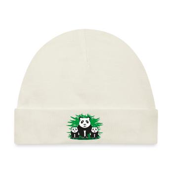 Lustige Panda Familie im Grünen. - Baby Premium Organic Mütze - Naturweiß - Vorne