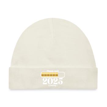 2025 Loading – Silvester Outfit Damen Herren - Baby Premium Organic Mütze - Naturweiß - Vorne