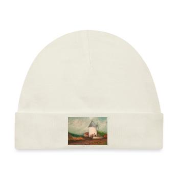 Weiße Mühle, Pferd, Landschaft, Malerei, Malerei - Baby Premium Organic Mütze - Naturweiß - Vorne