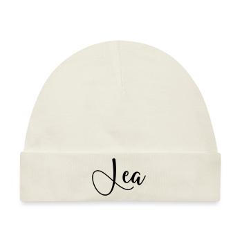 name lea - Baby Premium Organic Mütze - Naturweiß - Vorne