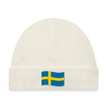 Schwedische Flagge 3D, Flag of Sweden. Schweden - Baby Premium Organic Mütze - Naturweiß - Vorne