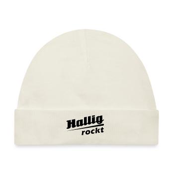 Hallig rockt - Textdesign mit Stadtnamen - Baby Premium Organic Mütze - Naturweiß - Vorne