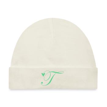 Monogramm T Herz Ranke - Baby Premium Organic Mütze - Naturweiß - Vorne