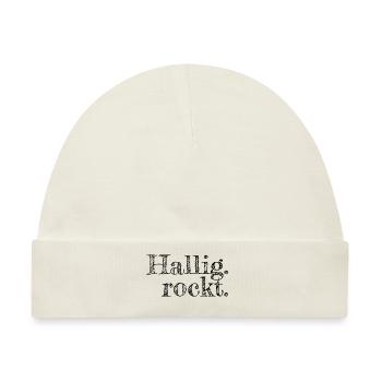 Hallig rockt - Textdesign mit Stadtnamen - Baby Premium Organic Mütze - Naturweiß - Vorne