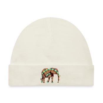 Indischer Elefant Mandala Muster - Baby Premium Organic Mütze - Naturweiß - Vorne