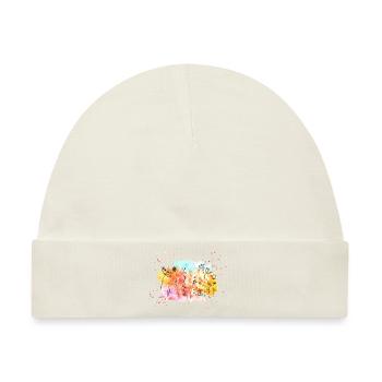 Blumen-Wiese Wasserfarben | Frühling & Sommer - Baby Premium Organic Mütze - Naturweiß - Vorne