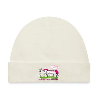 Delicate Unicorn - Zierliches Einhorn - Baby Premium Organic Mütze - Naturweiß - Vorne