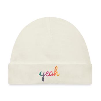 Yeah Typografie Regenbogen - Baby Premium Organic Mütze - Naturweiß - Vorne