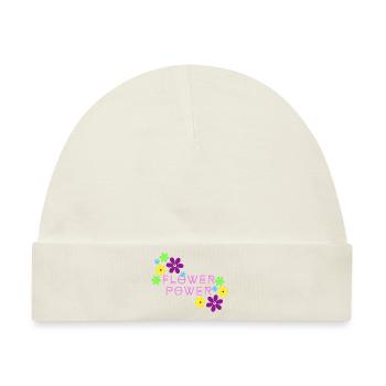 Flower Power rosa - Baby Premium Organic Mütze - Naturweiß - Vorne