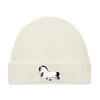 Liegendes Pony - Baby Premium Organic Mütze - Naturweiß - Vorne