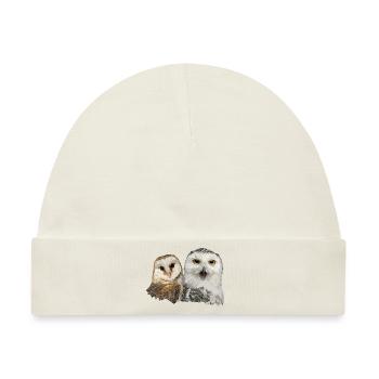 Schneeeule und Schleiereule - Baby Premium Organic Mütze - Naturweiß - Vorne