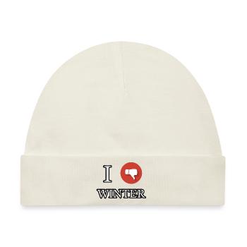 I HATE WINTER | Daumen nach unten - Baby Premium Organic Mütze - Naturweiß - Vorne