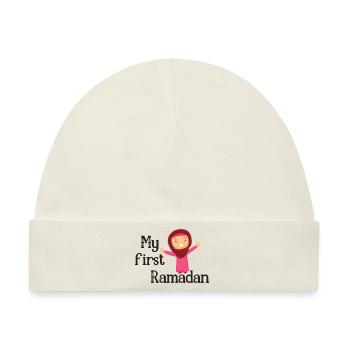 My first Ramadan/ 1. Eid / Muslim /Islam/Allah - Baby Premium Organic Mütze - Naturweiß - Vorne