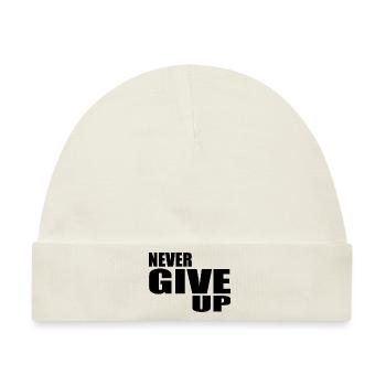 Never give up - Baby Premium Organic Mütze - Naturweiß - Vorne