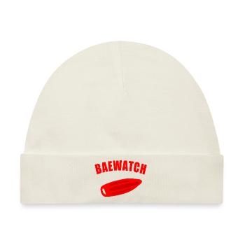 BAEWATCH LIFEGUARD Schwimmer Bademeister Schwimm - Baby Premium Organic Mütze - Naturweiß - Vorne