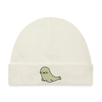 seehund 02 - Baby Premium Organic Mütze - Naturweiß - Vorne