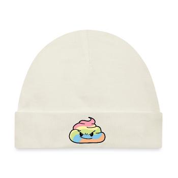 Regenbogen Haufen - Poo grummelige Kacke - Baby Premium Organic Mütze - Naturweiß - Vorne