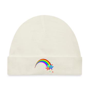 Regenbogen Sternschnuppe - Baby Premium Organic Mütze - Naturweiß - Vorne