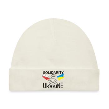 Polen in Solidarität mit der Ukraine - Baby Premium Organic Mütze - Naturweiß - Vorne