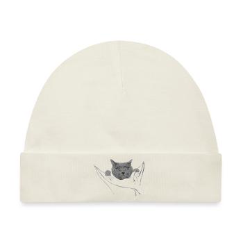 Katze in der Tasche Cat - Baby Premium Organic Mütze - Naturweiß - Vorne