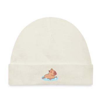Süßes Capybara chillt in heißer Quelle - Baby Premium Organic Mütze - Naturweiß - Vorne