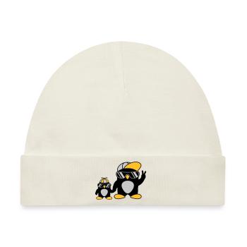 2 coole Pinguine Familie - Baby Premium Organic Mütze - Naturweiß - Vorne