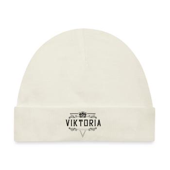 Viktoria Name - Baby Premium Organic Mütze - Naturweiß - Vorne