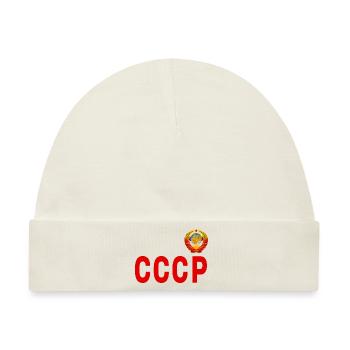 СССР Mantel der Union der Sozialistischen Sowjetrepubliken der UdSSR - Baby Premium Organic Mütze - Naturweiß - Vorne