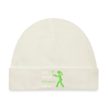 Eat Sleep Stream Repeat - Baby Premium Organic Mütze - Naturweiß - Vorne