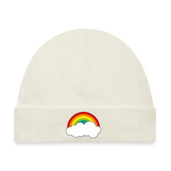 Regenbogen mit Wolke - Baby Premium Organic Mütze - Naturweiß - Vorne
