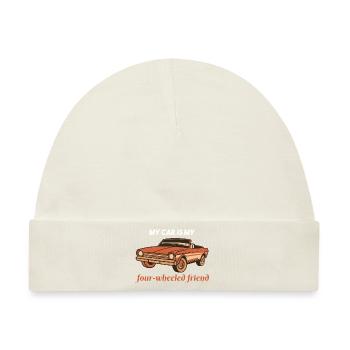 My Car Is My Four-Wheeled Friend Retro Car Lover - Baby Premium Organic Mütze - Naturweiß - Vorne