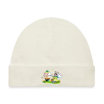 Blühwürmchen bemalt ein herziges Osterei - Baby Premium Organic Mütze - Naturweiß - Vorne