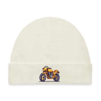 16-Bit retro Motorrad im vintage Pixellook - Baby Premium Organic Mütze - Naturweiß - Vorne