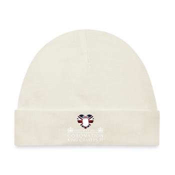 Britischer König Krönung Charles England Flagge - Baby Premium Organic Mütze - Naturweiß - Vorne