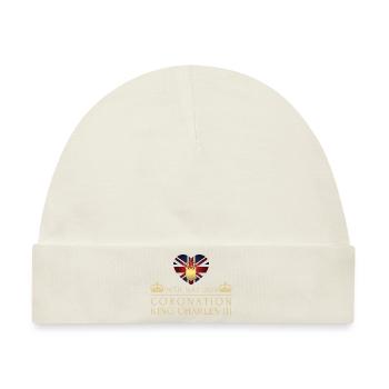 Britischer König Krönung Charles England Flagge - Baby Premium Organic Mütze - Naturweiß - Vorne