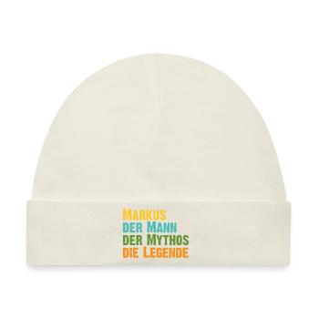 Markus der Mythos die Legende Vorname Markus - Baby Premium Organic Mütze - Naturweiß - Vorne
