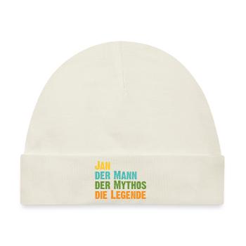 Jan der Mythos die Legende Vorname Jan - Baby Premium Organic Mütze - Naturweiß - Vorne