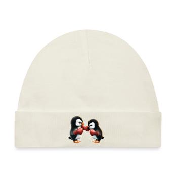 Pinguin Boxkampf - Baby Premium Organic Mütze - Naturweiß - Vorne