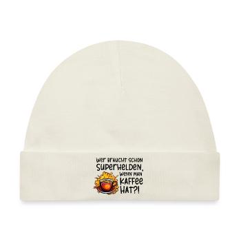 Superhelden Kaffe - Baby Premium Organic Mütze - Naturweiß - Vorne