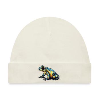 Farbenfroher Retro Pixel Pfeilgiftfrosch in 8 Bit - Baby Premium Organic Mütze - Naturweiß - Vorne