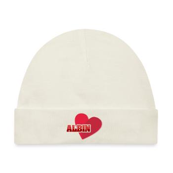 Geschenk für Albin - Baby Premium Organic Mütze - Naturweiß - Vorne