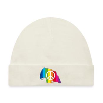 Insel Fehmarn Love Peace Rainbow - Baby Premium Organic Mütze - Naturweiß - Vorne