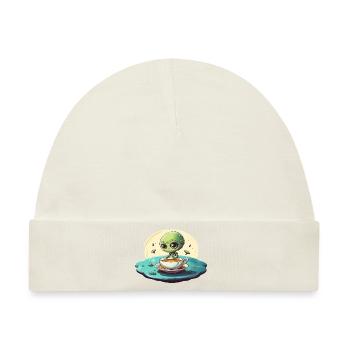 grünes alien kaffee kaffeetrinker - Baby Premium Organic Mütze - Naturweiß - Vorne