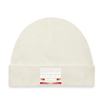 Jugendweihe Jugend Konfirmation Geschenk - Baby Premium Organic Mütze - Naturweiß - Vorne