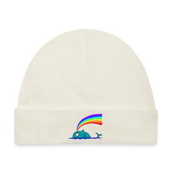 Regenbogen Wal - Baby Premium Organic Mütze - Naturweiß - Vorne