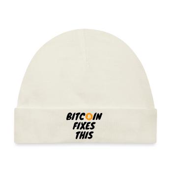 Krypto Bitcoin Fixes This - Baby Premium Organic Mütze - Naturweiß - Vorne