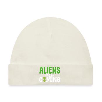 Aliens Are Coming Ufologe - Baby Premium Organic Mütze - Naturweiß - Vorne