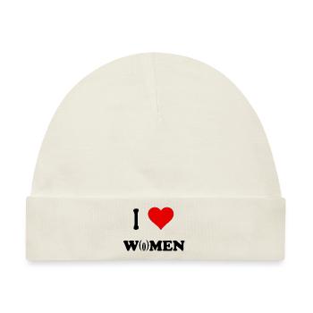 ich liebe Frauen, i love women, lustiger Spruch - Baby Premium Organic Mütze - Naturweiß - Vorne