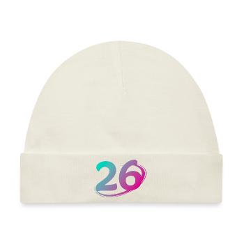 Nummer 26 mehrfarbig - Baby Premium Organic Mütze - Naturweiß - Vorne